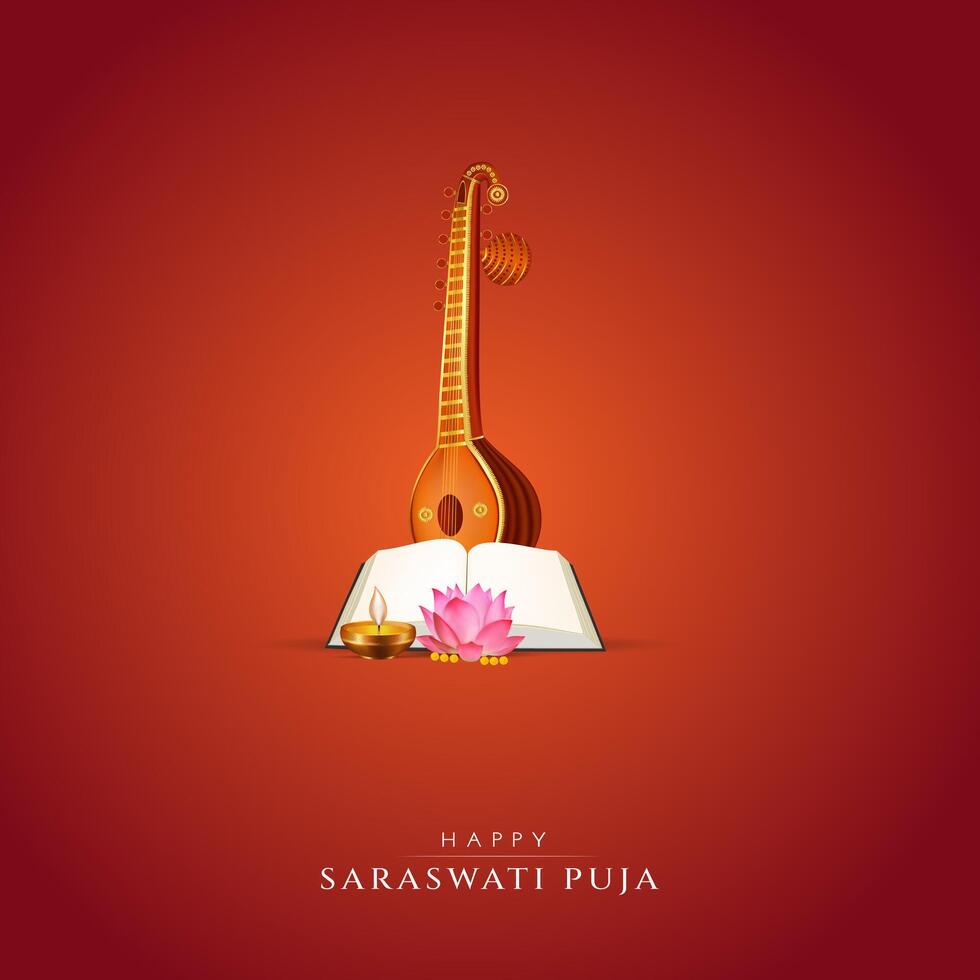 Vasant Panchami, Saraswati Puja, Basant Social Media Post vector