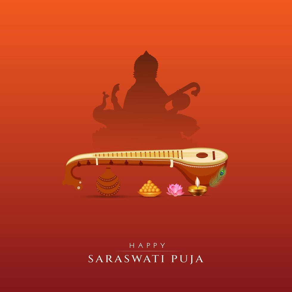 Vasant Panchami, Saraswati Puja, Basant Social Media Post vector