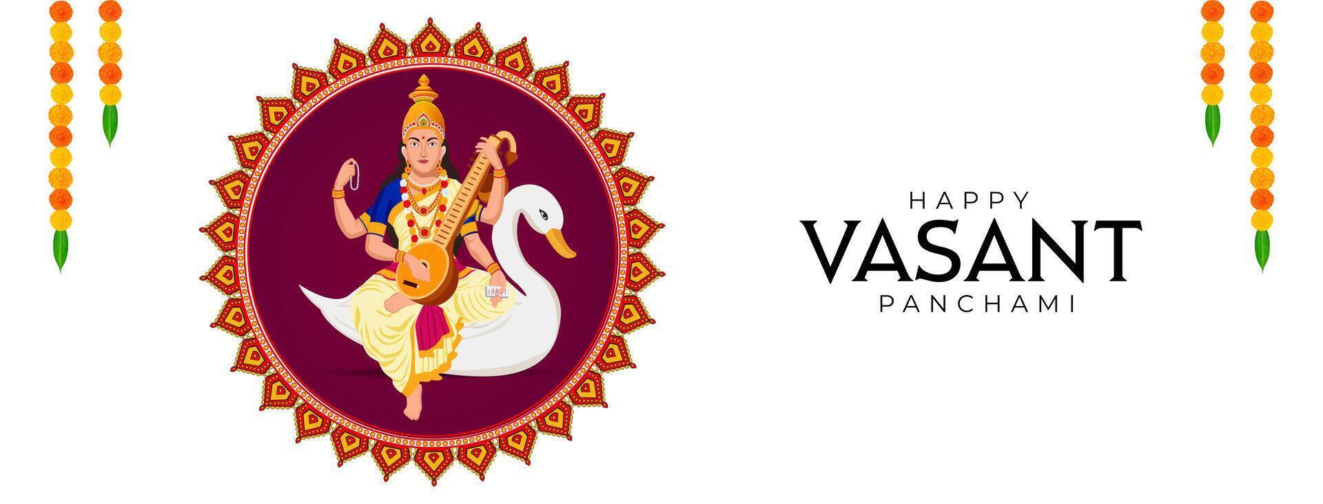 Vasant Panchami, Saraswati Puja, Basant Social Media Post vector