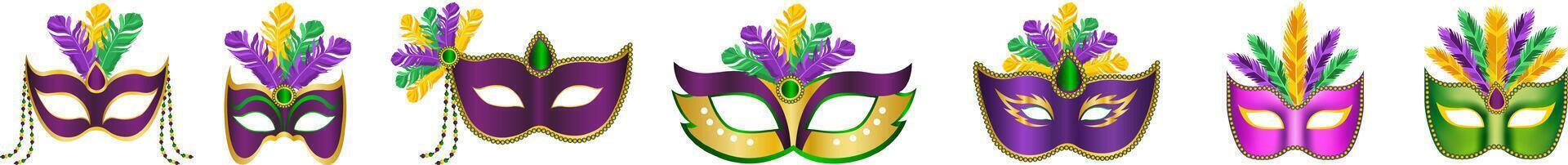 Mardi Gras Carnival Mask Set vector