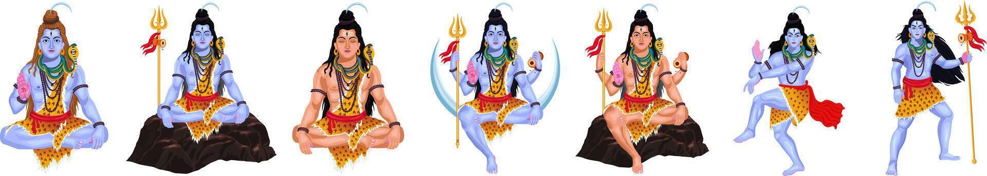 señor shiva ilustración para contento maha shivratri, social medios de comunicación correo, web bandera, saludos, estado vector