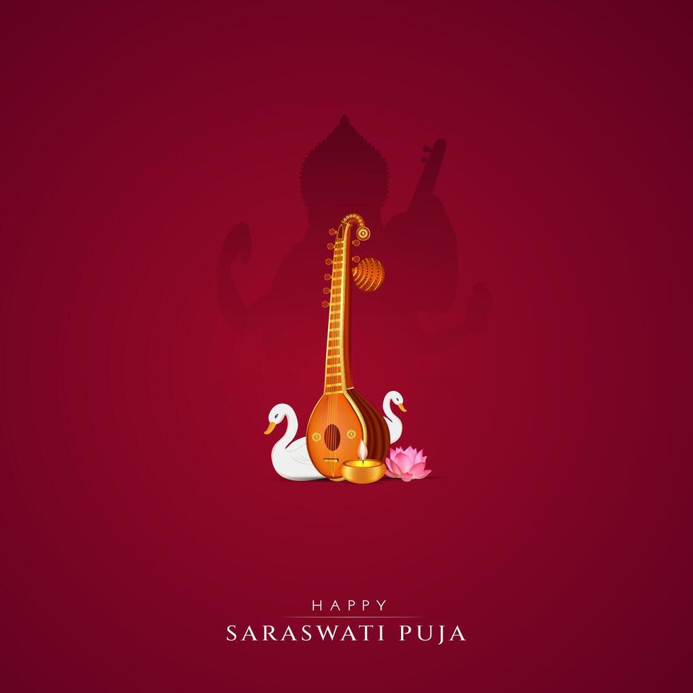 Vasant Panchami, Saraswati Puja, Basant Social Media Post vector