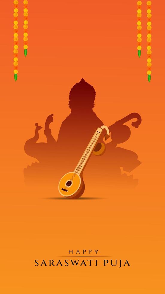 Vasant Panchami, Saraswati Puja, Basant Social Media Post vector