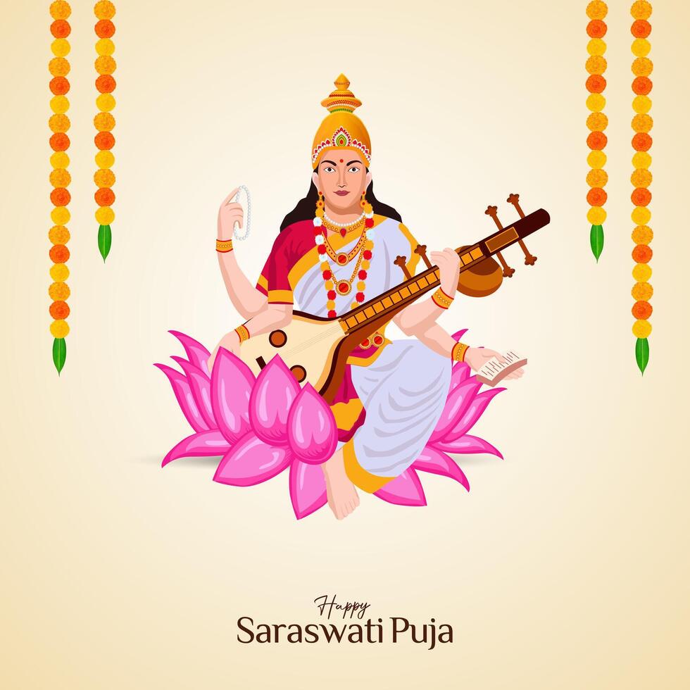 Vasant Panchami, Saraswati Puja, Basant Social Media Post vector