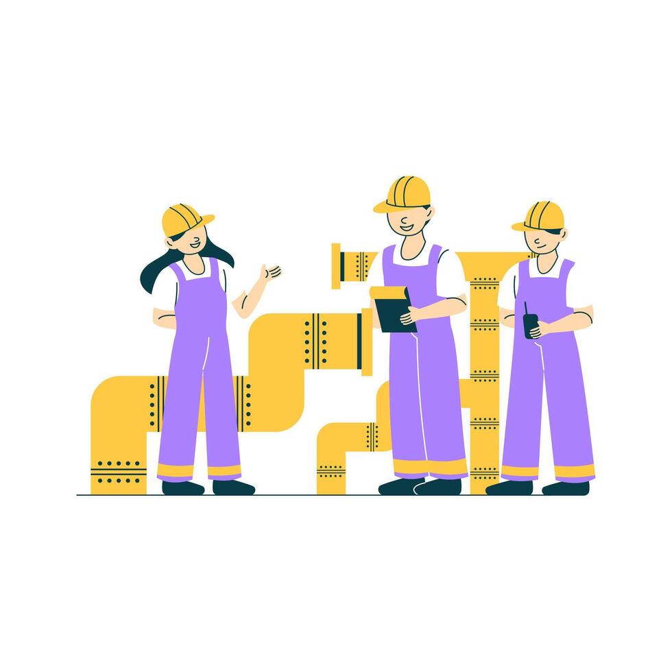 Mechanical Engineer Flat Line Design vector