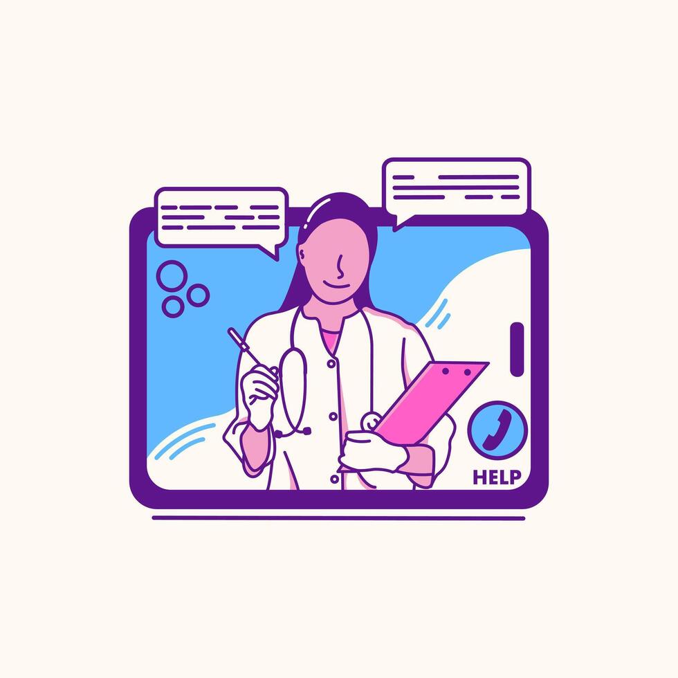 Online Medical Consultant - Flat Design vector