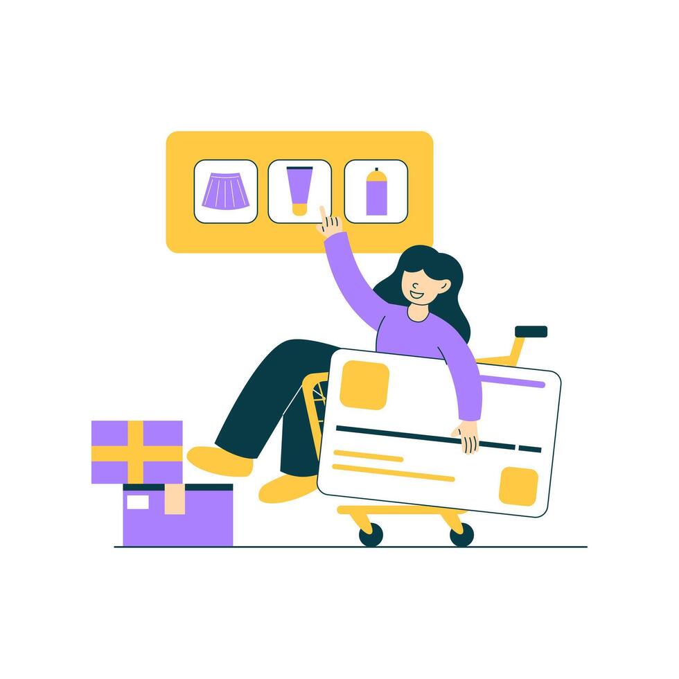 mujer compras - plano diseño vector