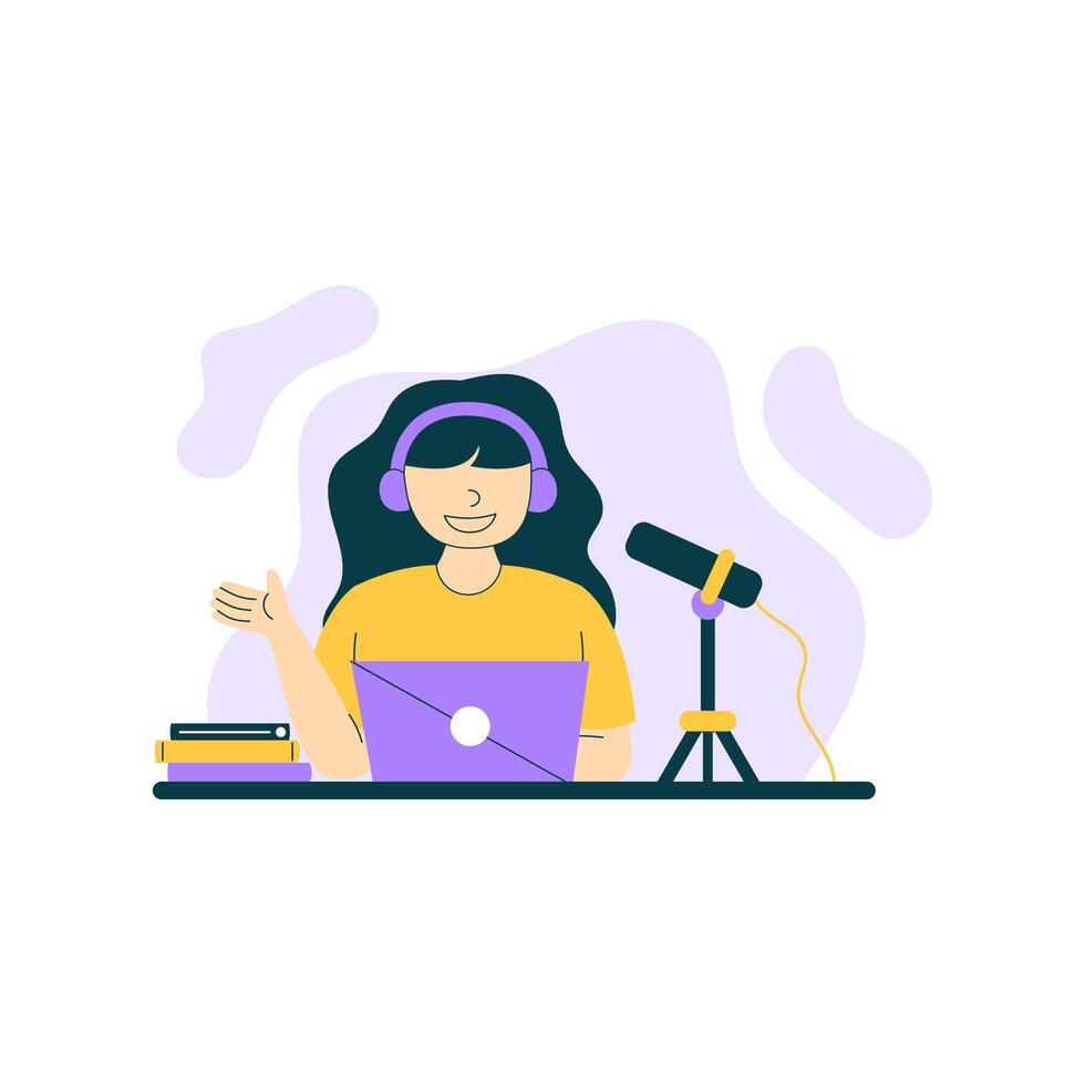 Woman Podcast - Flat Design vector