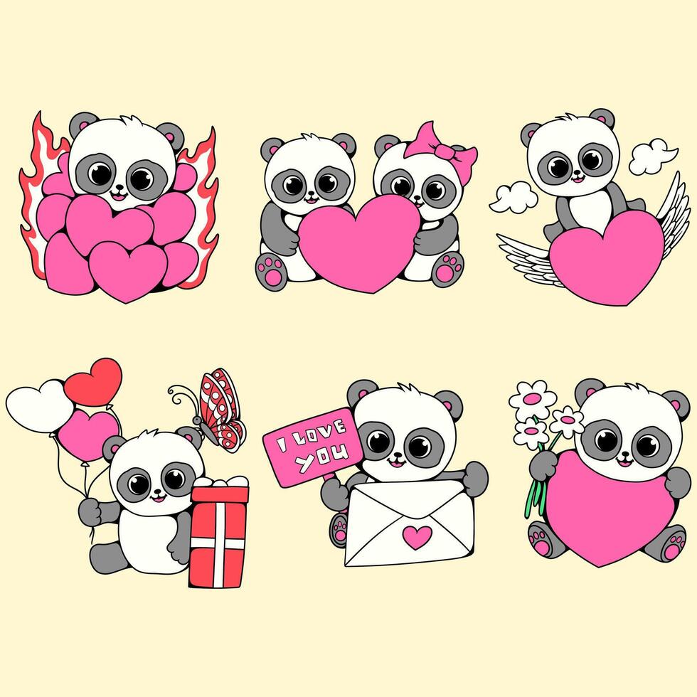 Valentine Panda Character vector