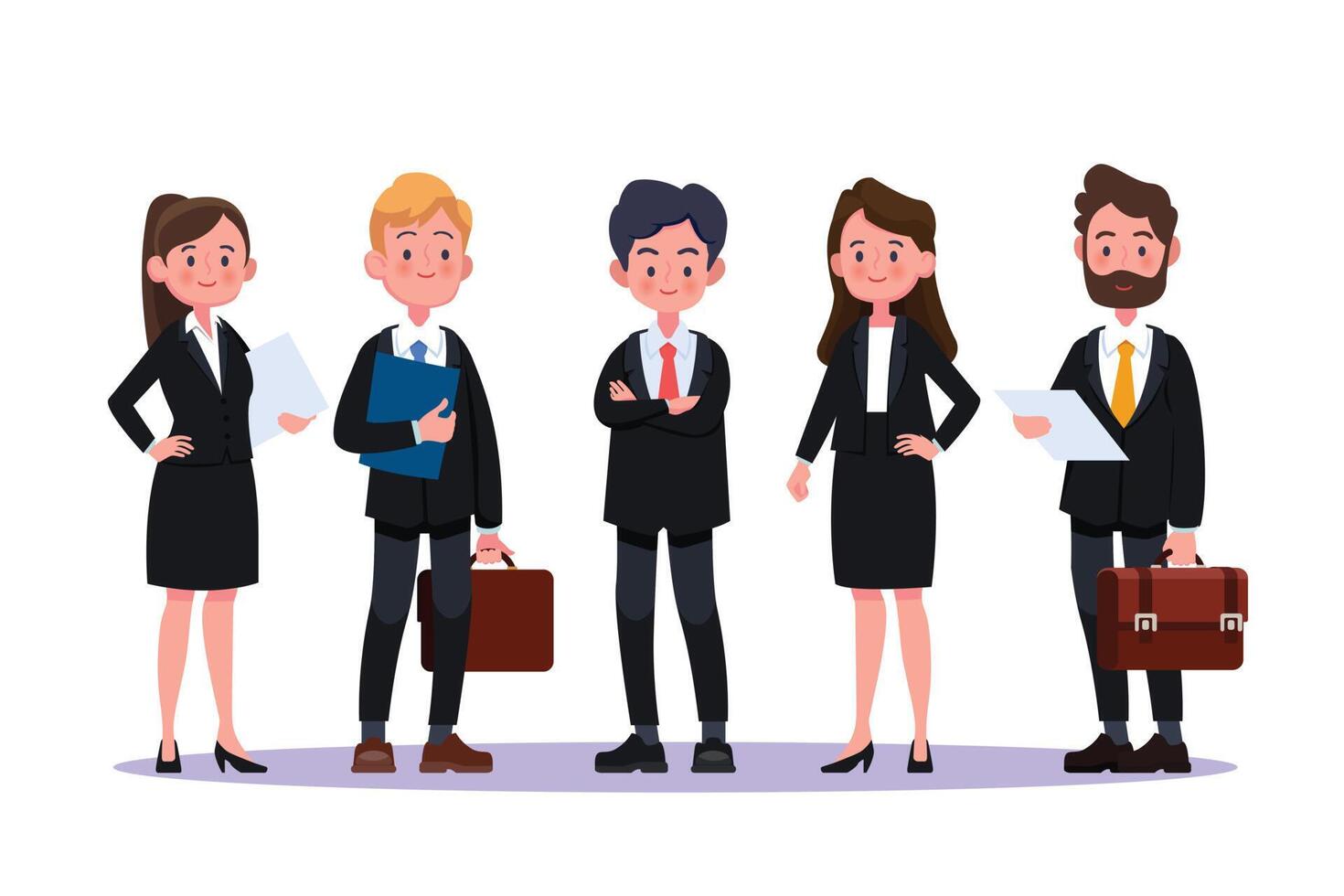 Group of business men and women, working people. Business team and teamwork concept. Flat design people characters. vector