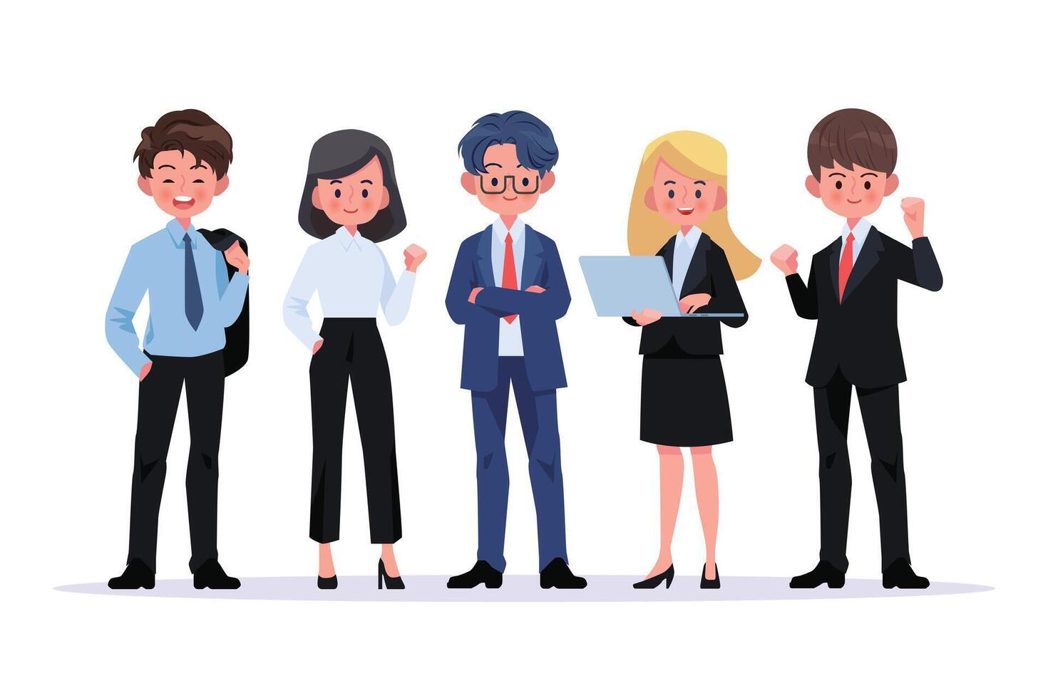 Group of business men and women, working people. Business team and teamwork concept. Flat design people characters. vector