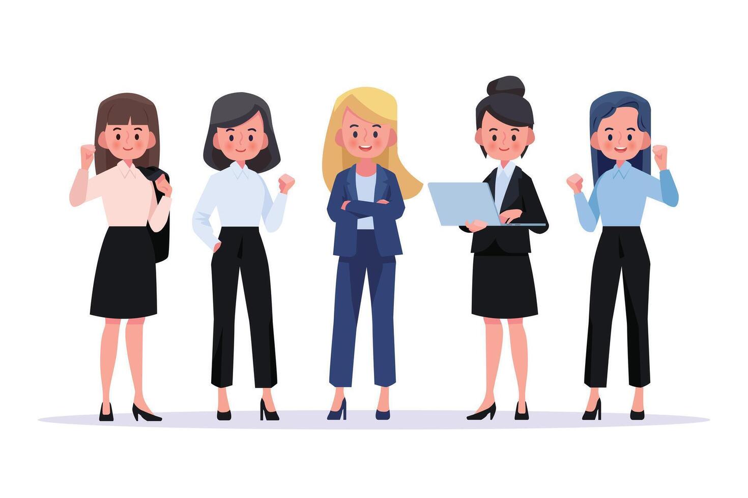 Group of business women Business team and teamwork concept Flat character design vector