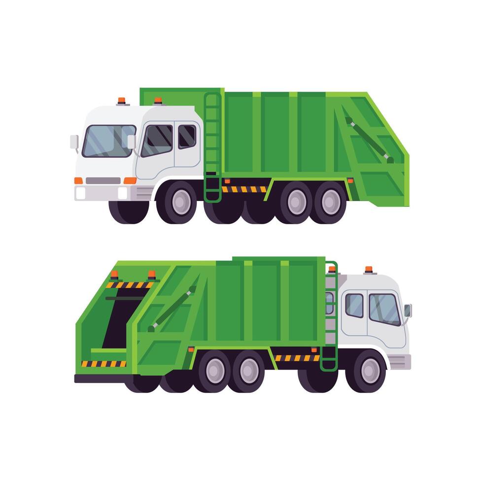 Garbage truck isolated on white background. Vehicle for waste collection. Vector illustration