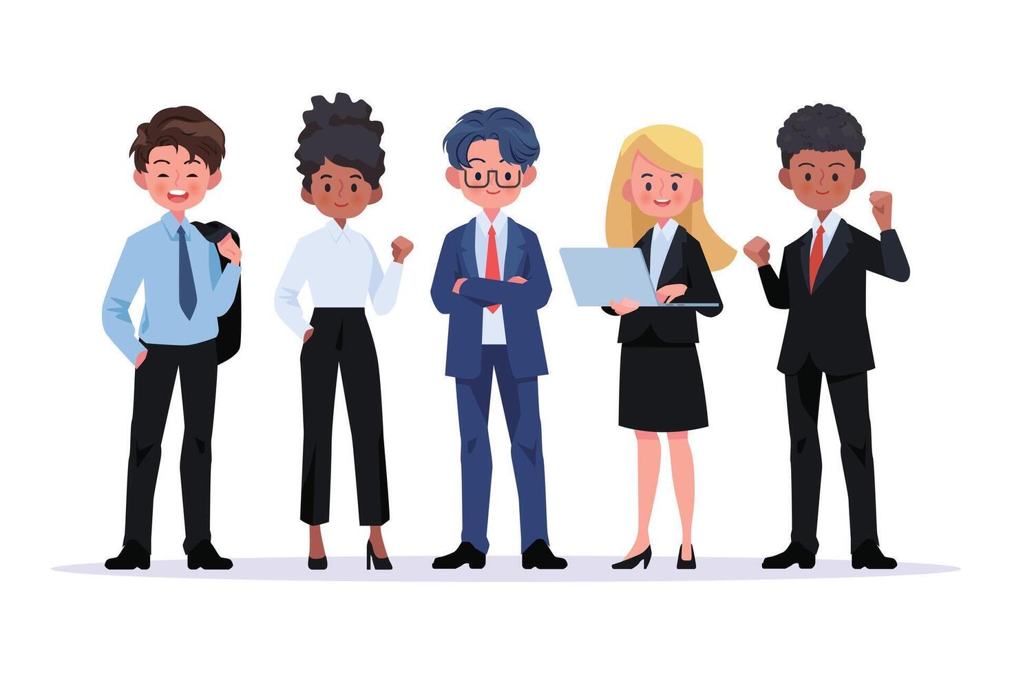 Group of business men and women, working people. Business team and teamwork concept. Flat design people characters. vector