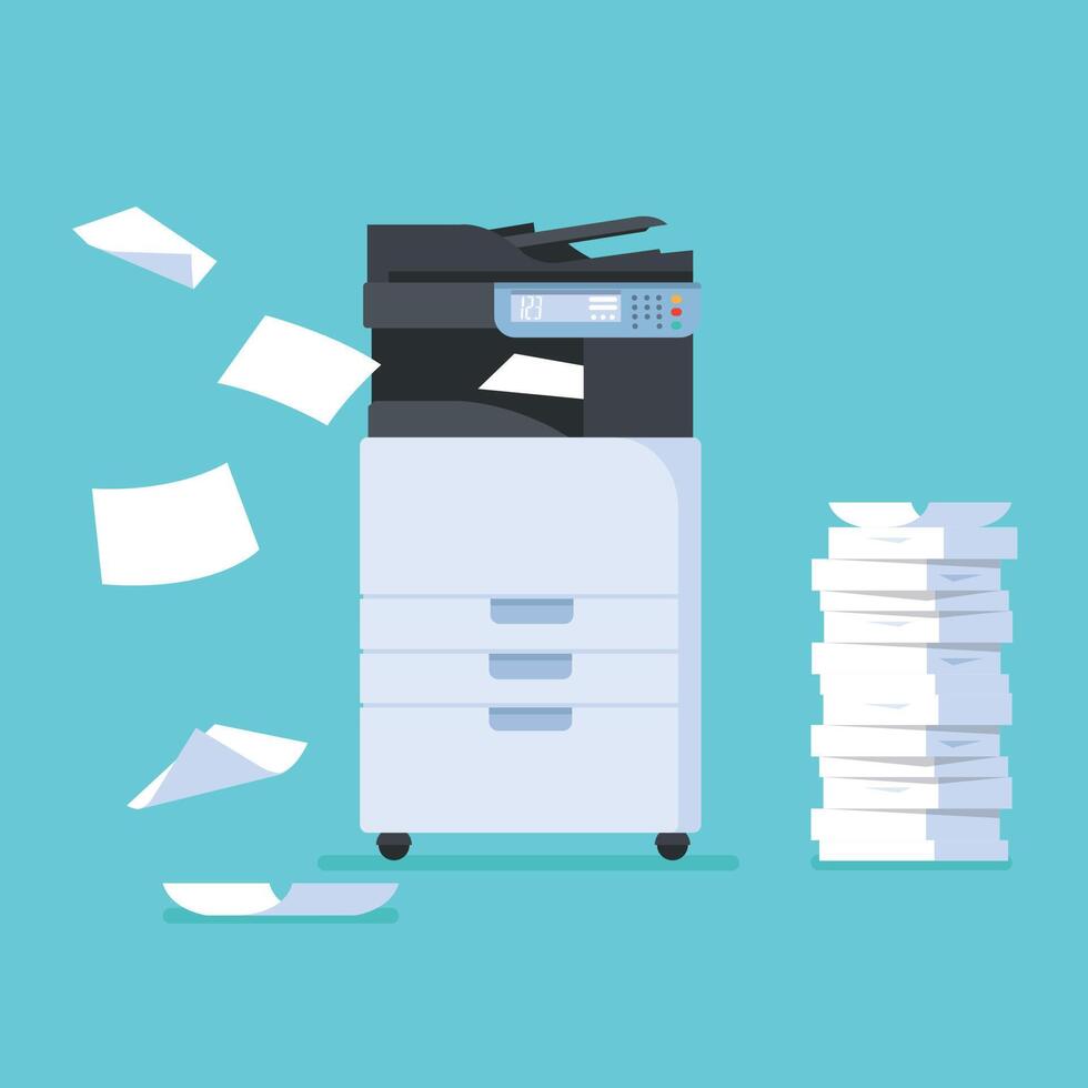 Multifunction Printer scanner. Isolated Flat Vector Illustration