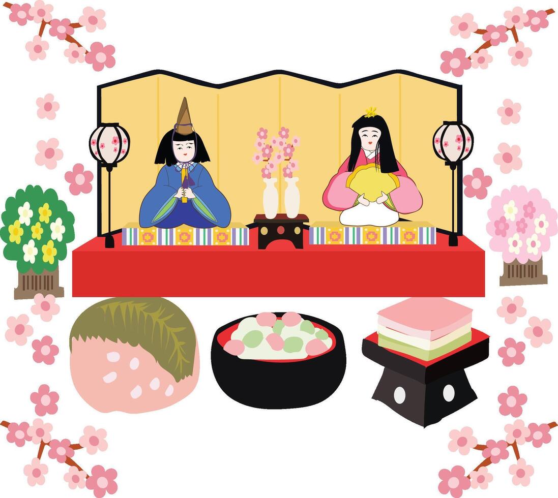 japonés muñeca festival de hina Matsuri vector ilustración
