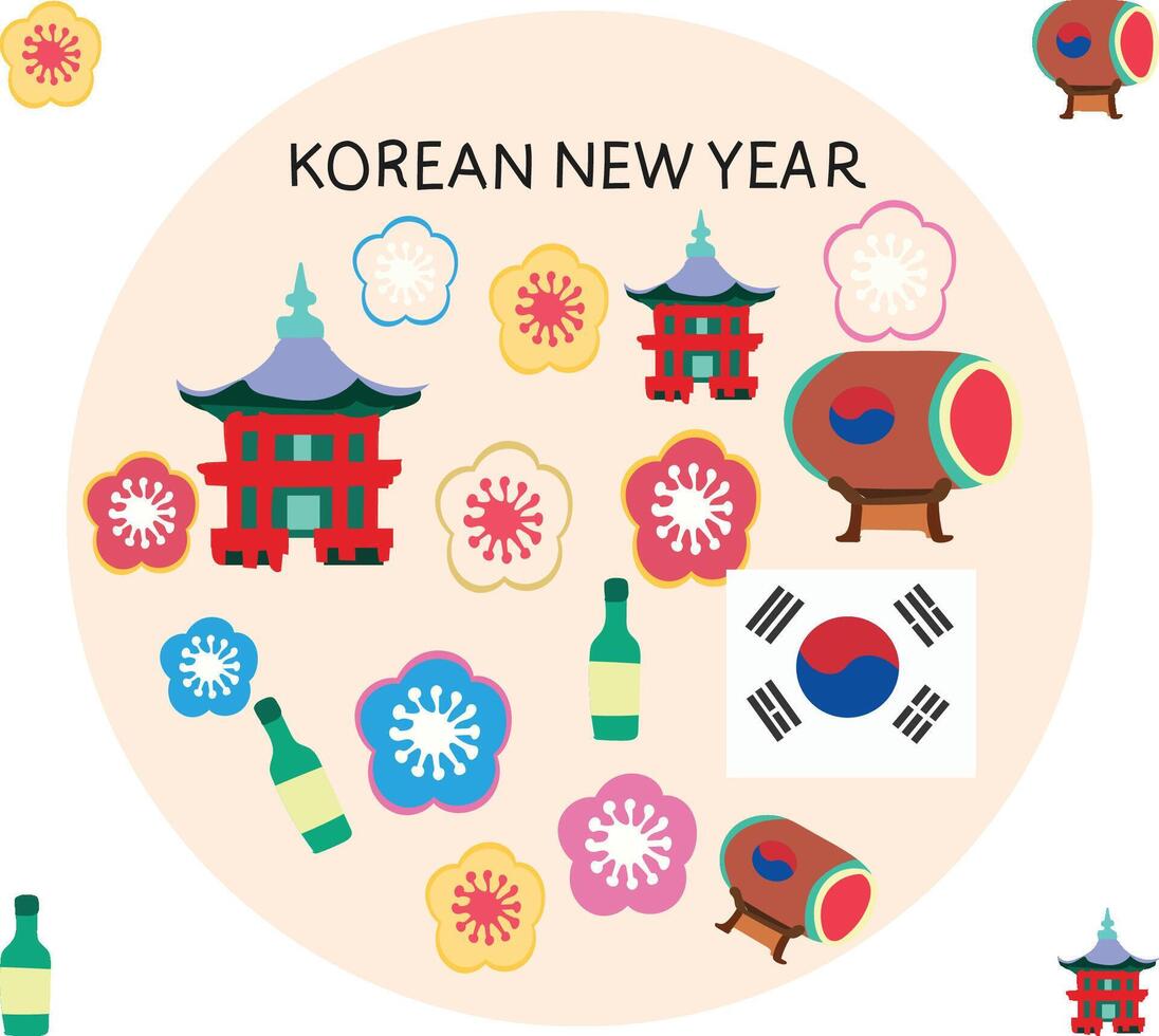 fiesta coreano nuevo año vector