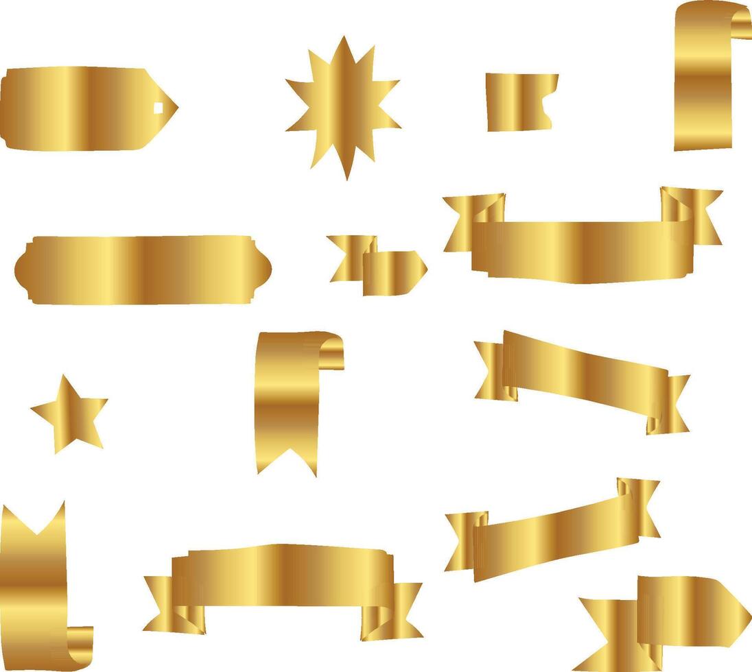 gold ribbon band element banner background vector