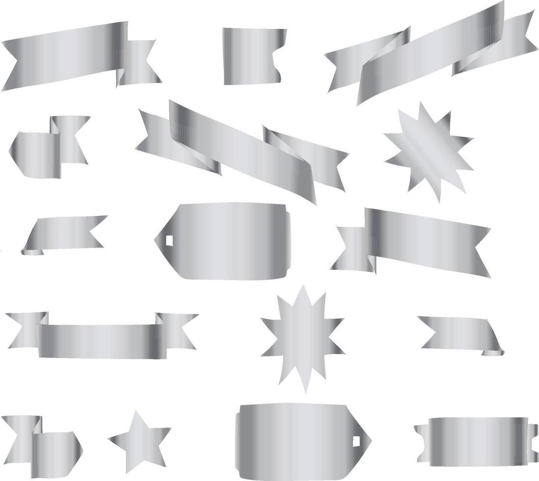 silver ribbon band element banner background vector