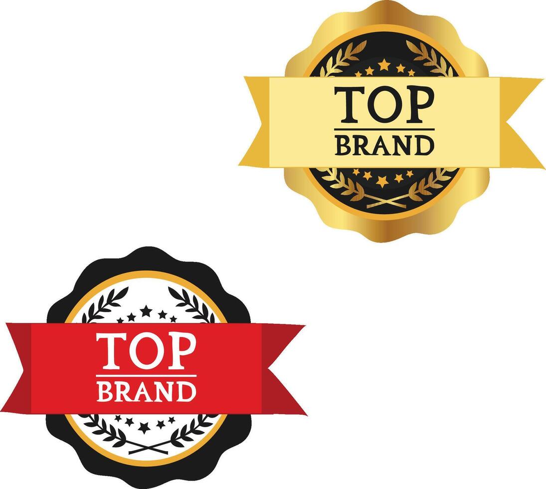 label with ribbon Gold Red Black Top Brand Satisfaction Guarantee Badge With Red Ribbon vector