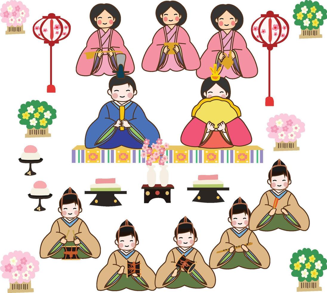 japonés muñeca festival de hina Matsuri vector ilustración