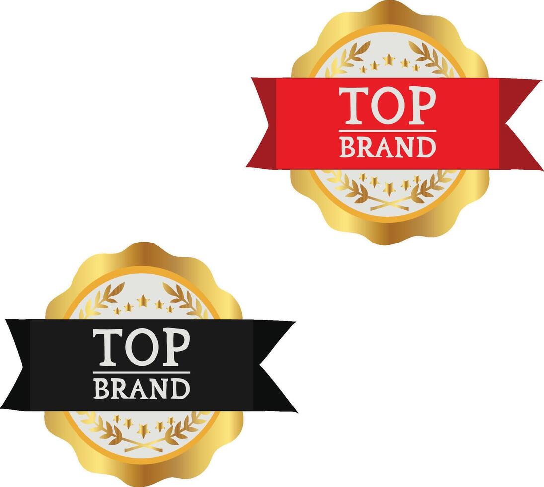 label with ribbon Gold Red Black Top Brand Satisfaction Guarantee Badge With Red Ribbon vector