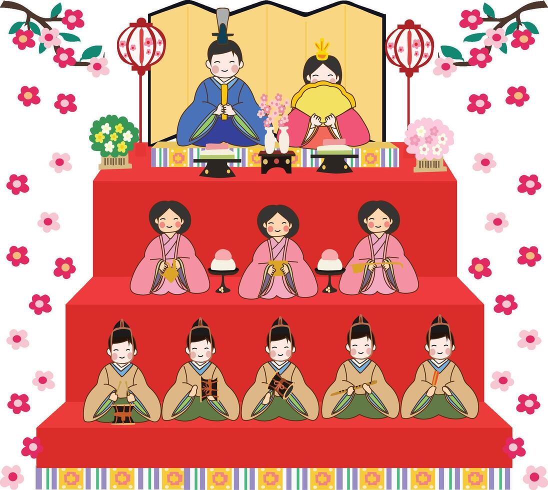 japonés muñeca festival de hina Matsuri vector ilustración