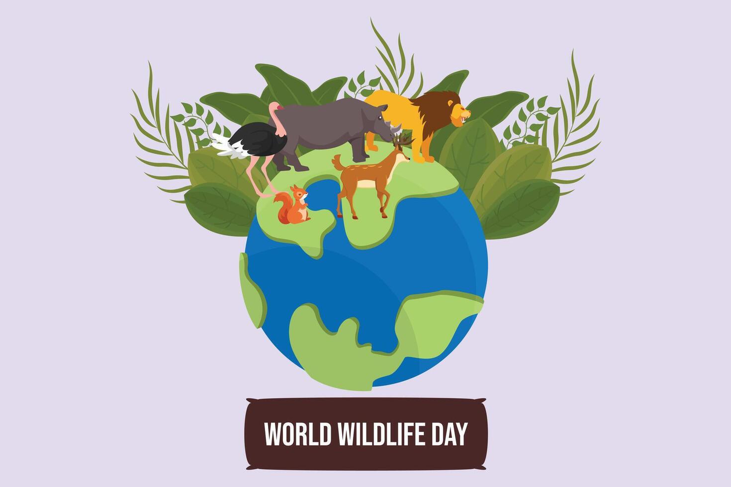 World wildlife day concept. Colored flat vector illustration isolated.