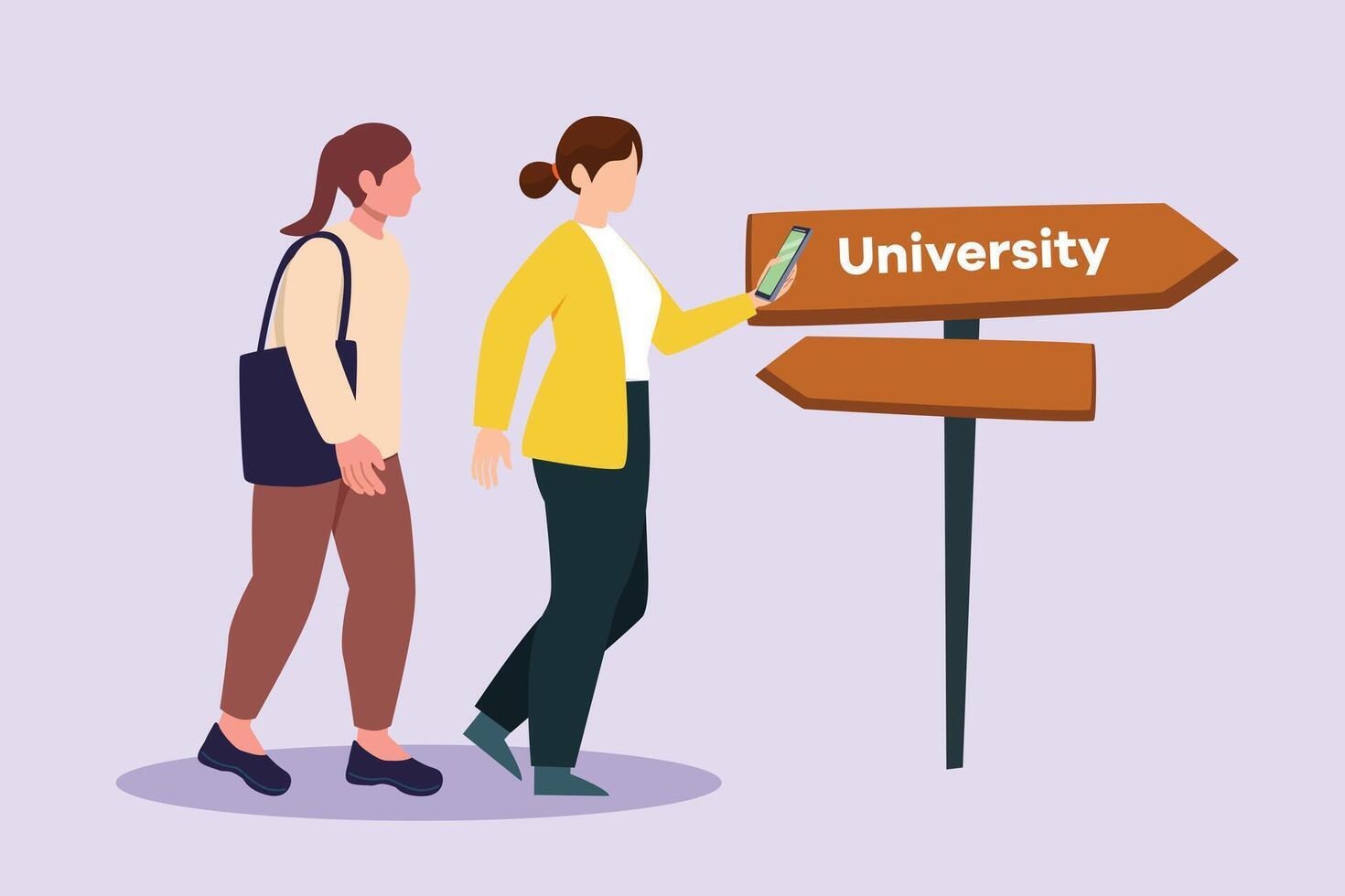 Student life concept. Colored flat vector illustration isolated.