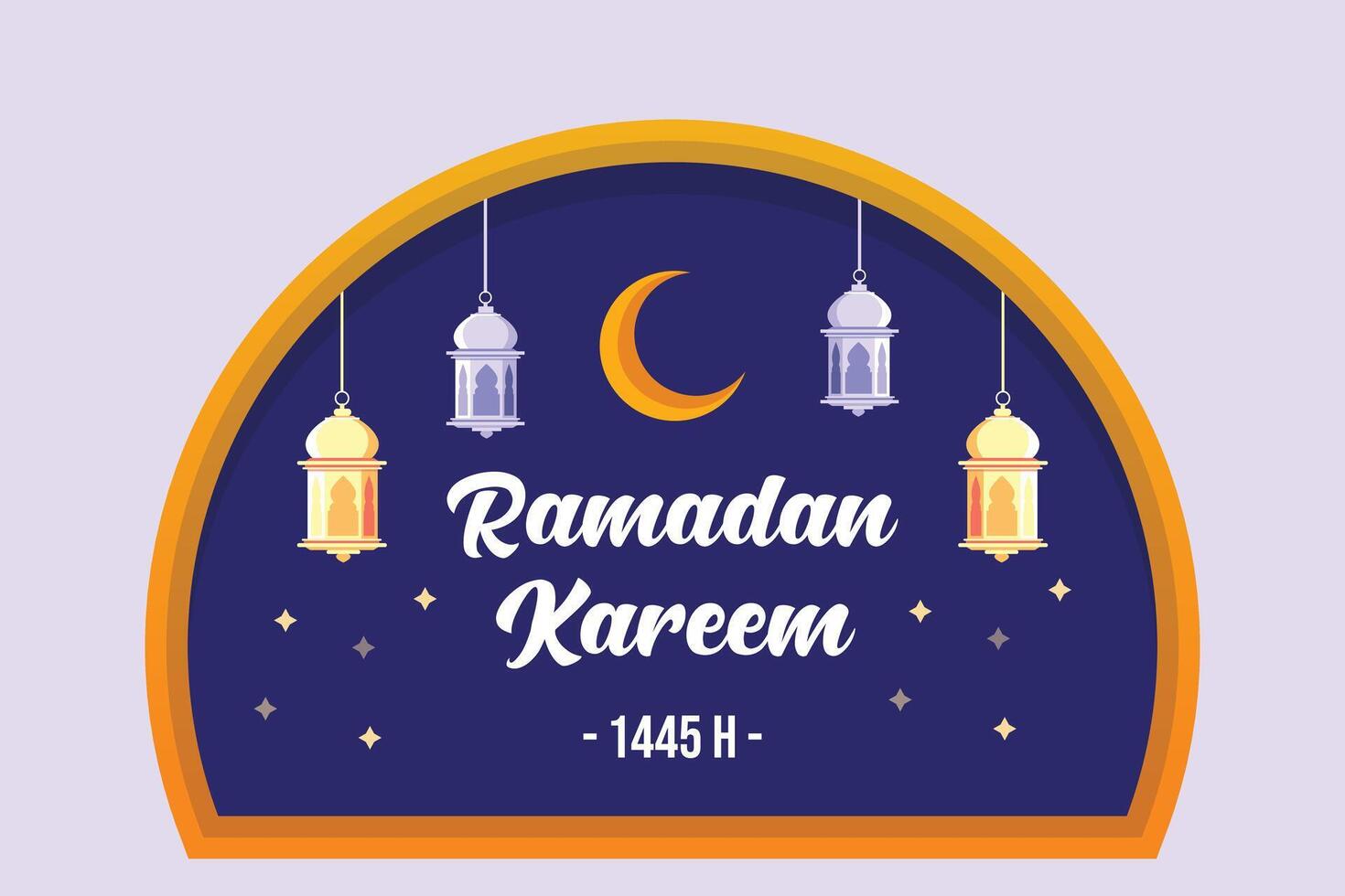 Welcoming Ramadan concept. Colored flat vector illustration isolated.