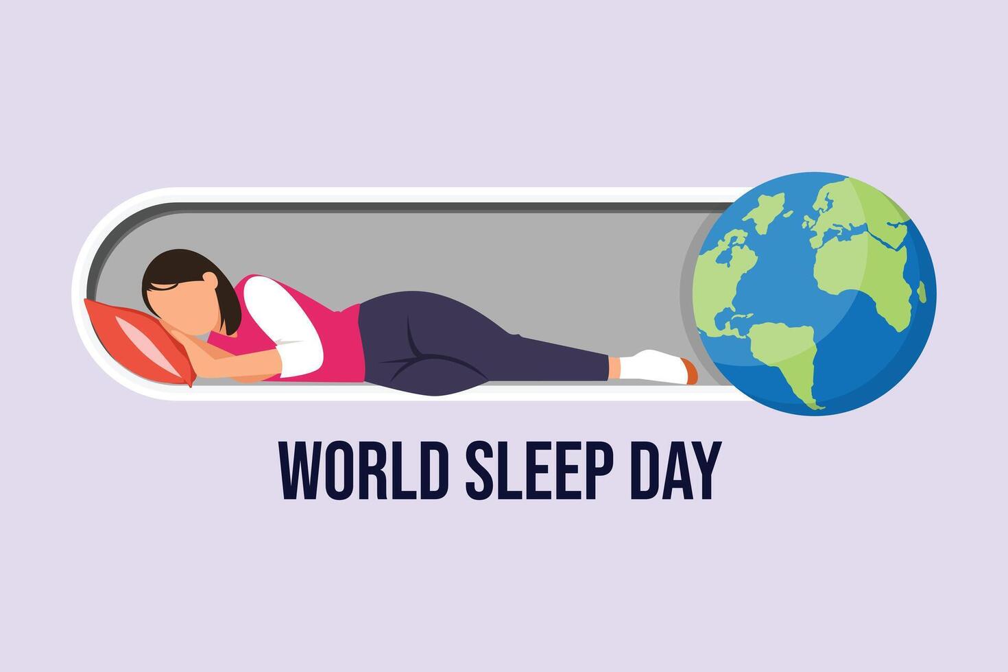 World sleep day concept. Colored flat vector illustration isolated.