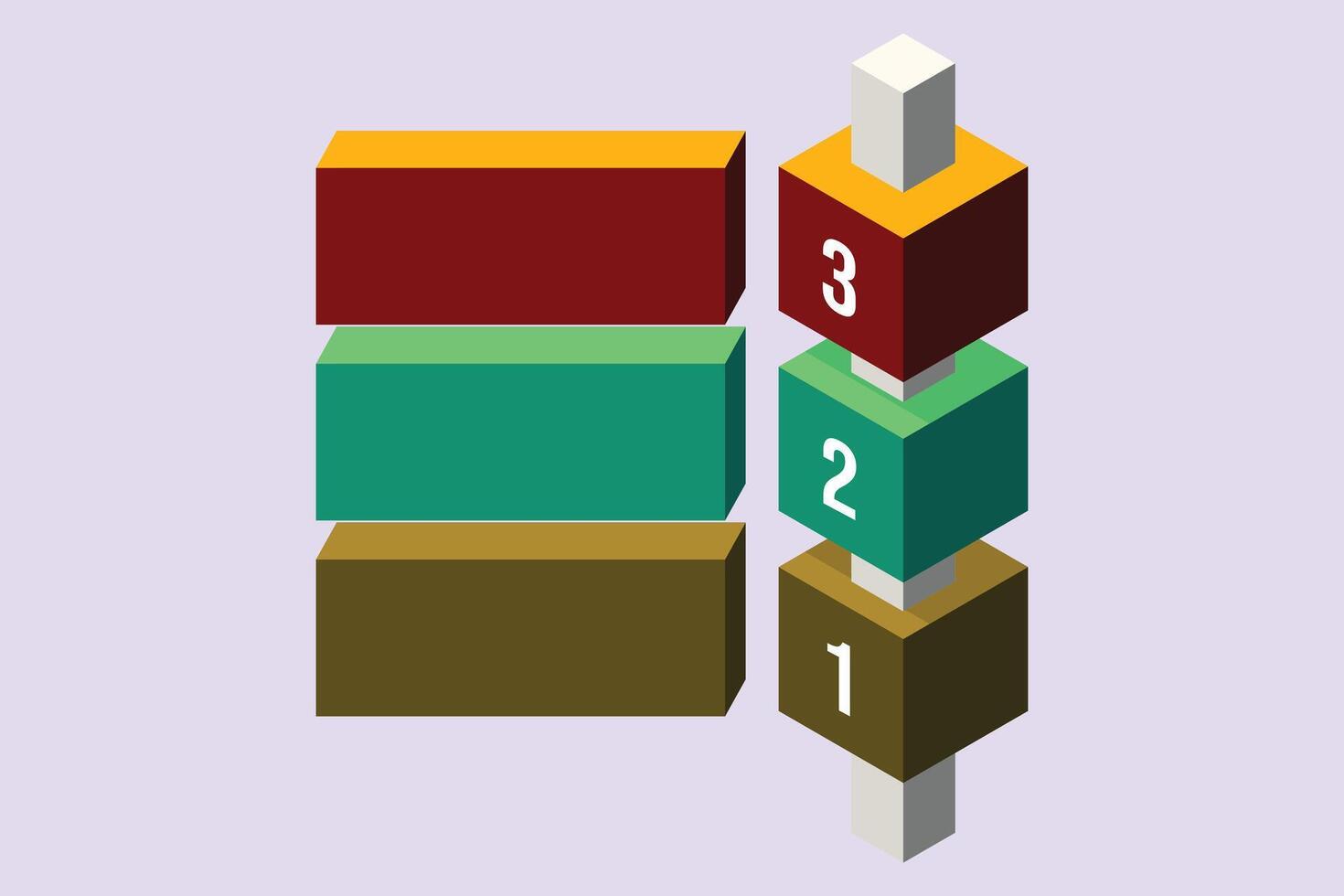 Bricks with numbers. Numeral cube concept. Colored flat vector illustration isolated.