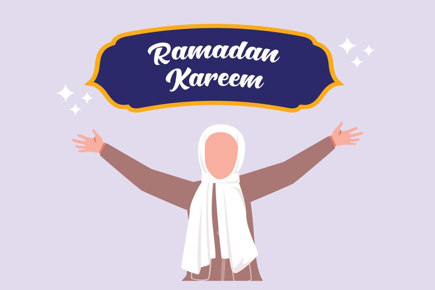 Welcoming Ramadan concept. Colored flat vector illustration isolated.