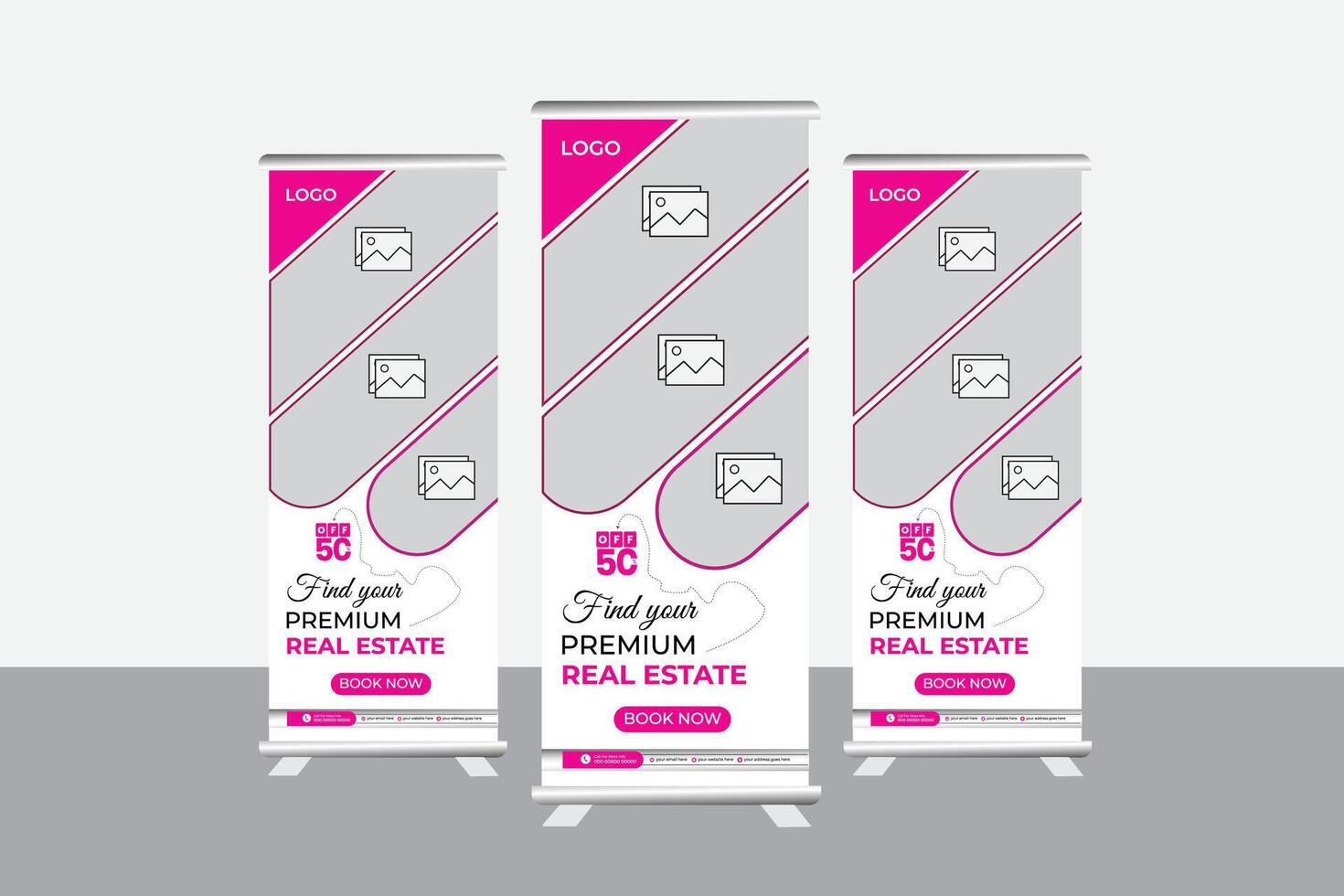 real state  roll banner design vector
