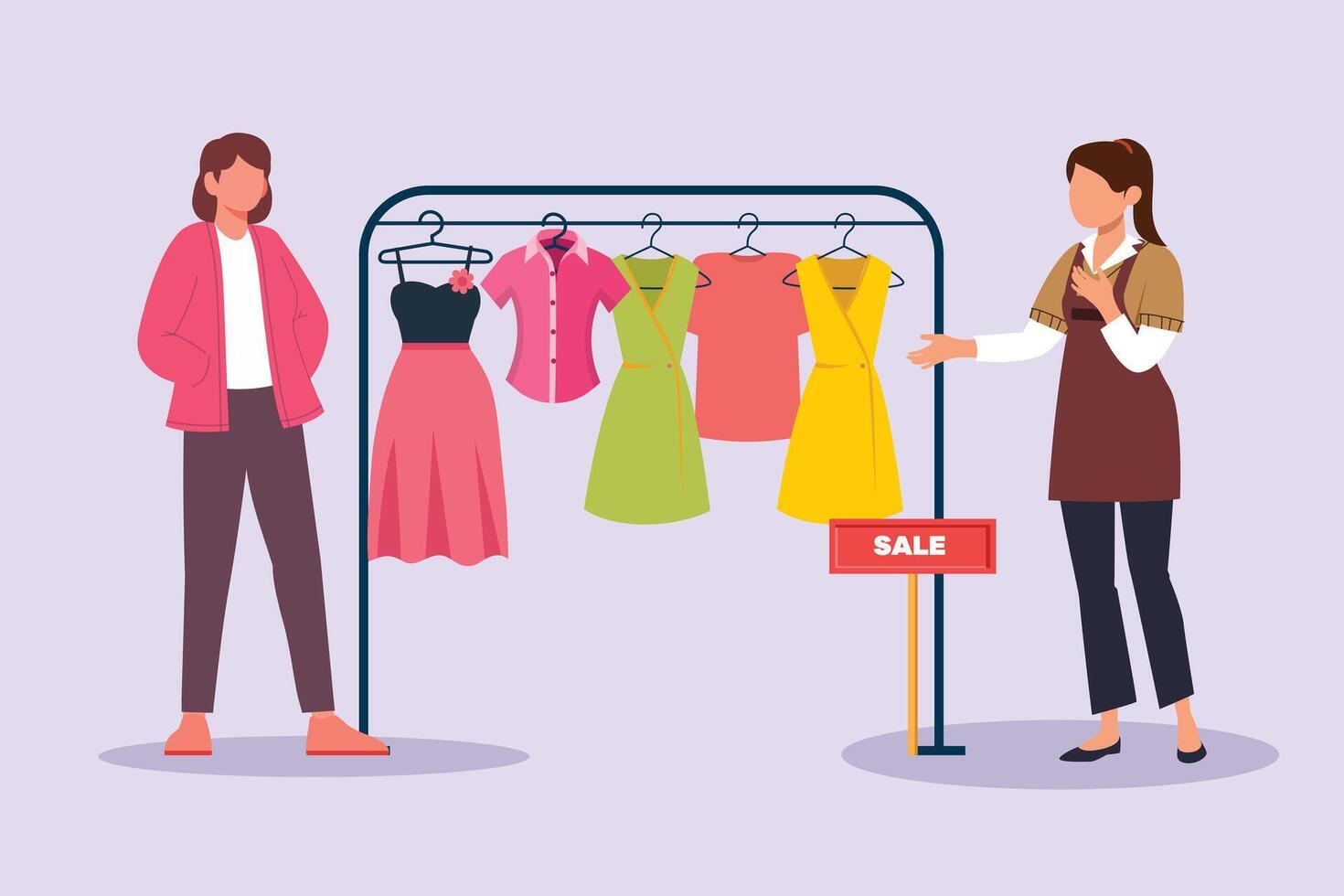 Happy people shopping at mall. Shopping concept. Colored flat vector illustration isolated.