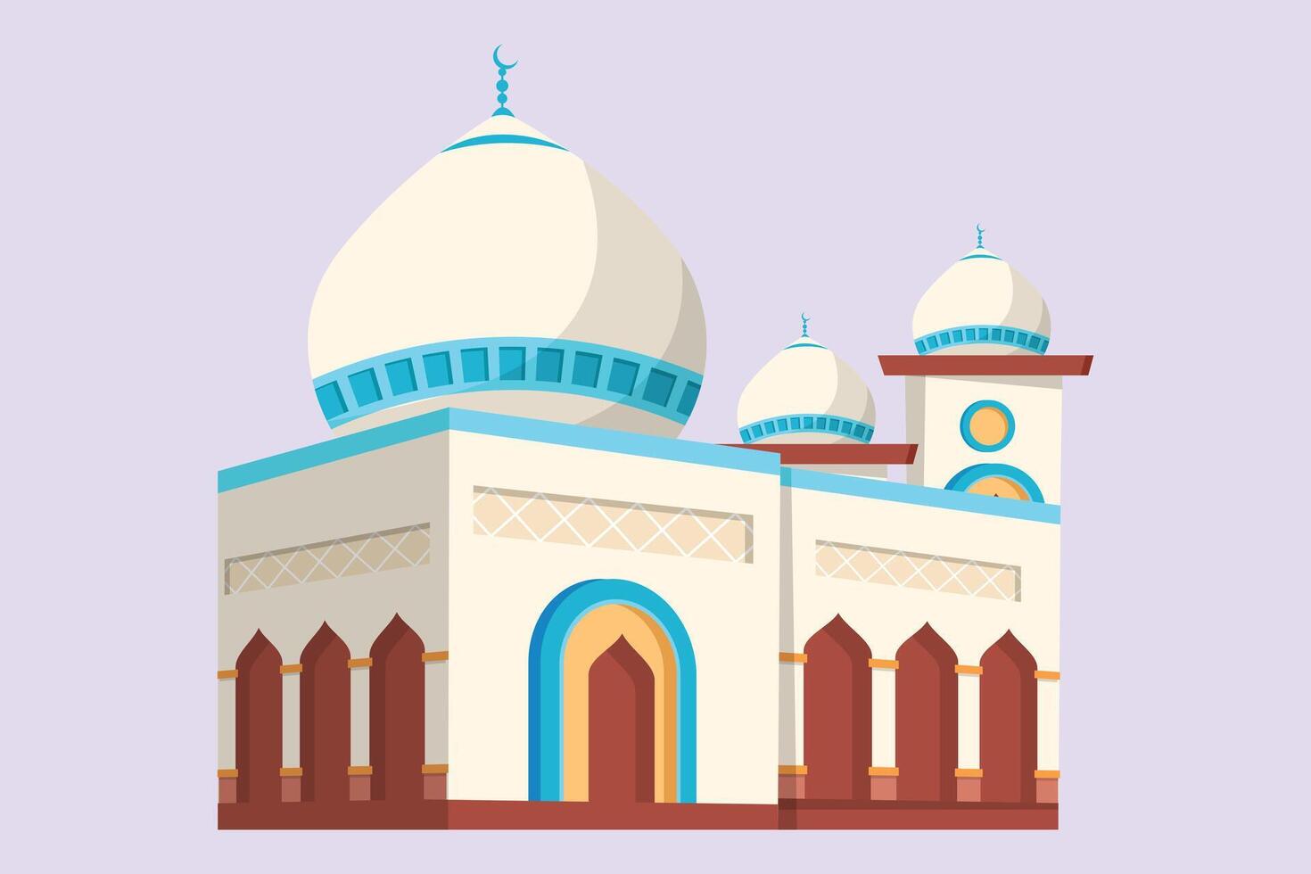 Kabaah alharam and mosque concept. Colored flat vector illustration isolated.