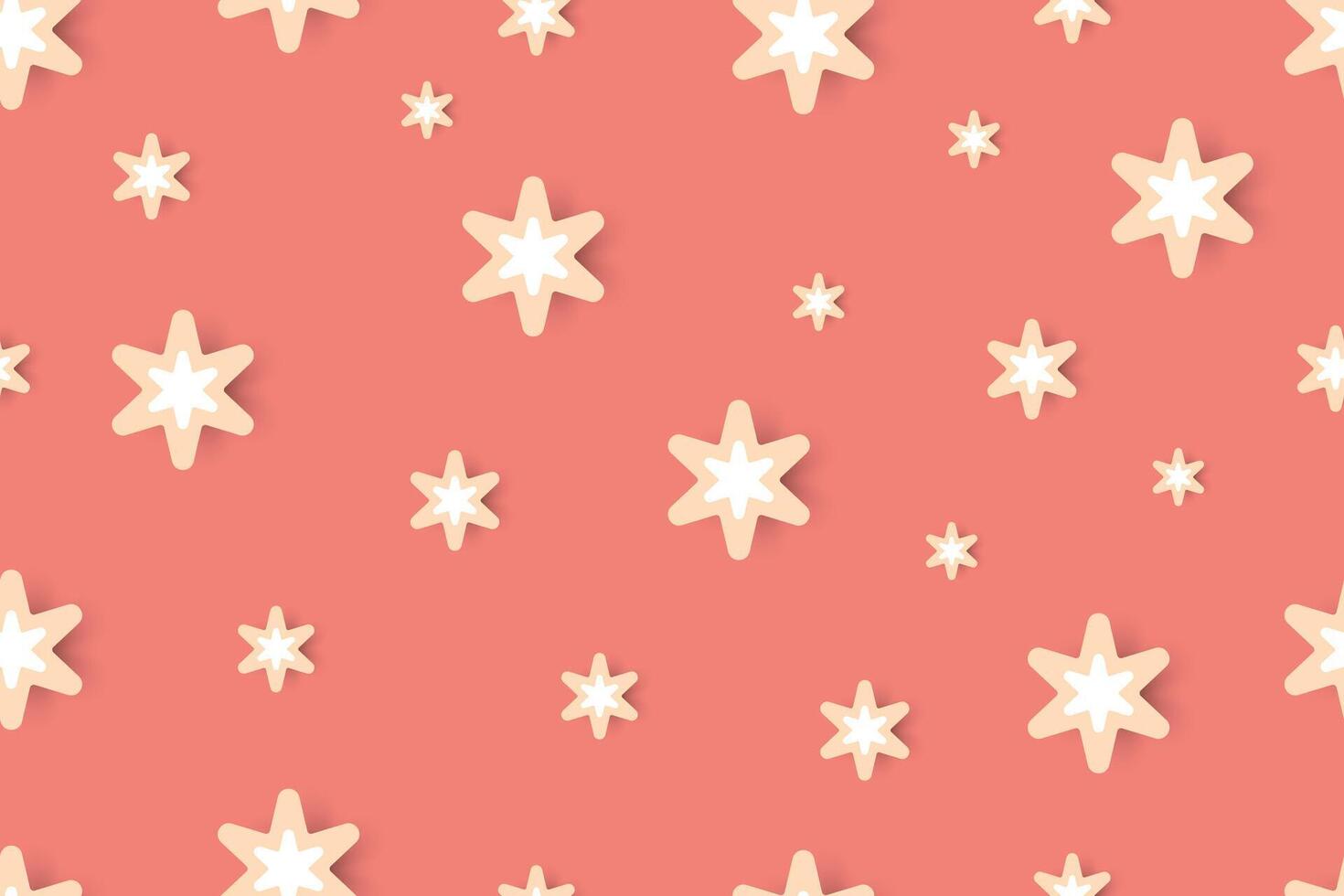 Star Christmas paper pink background pattern vector