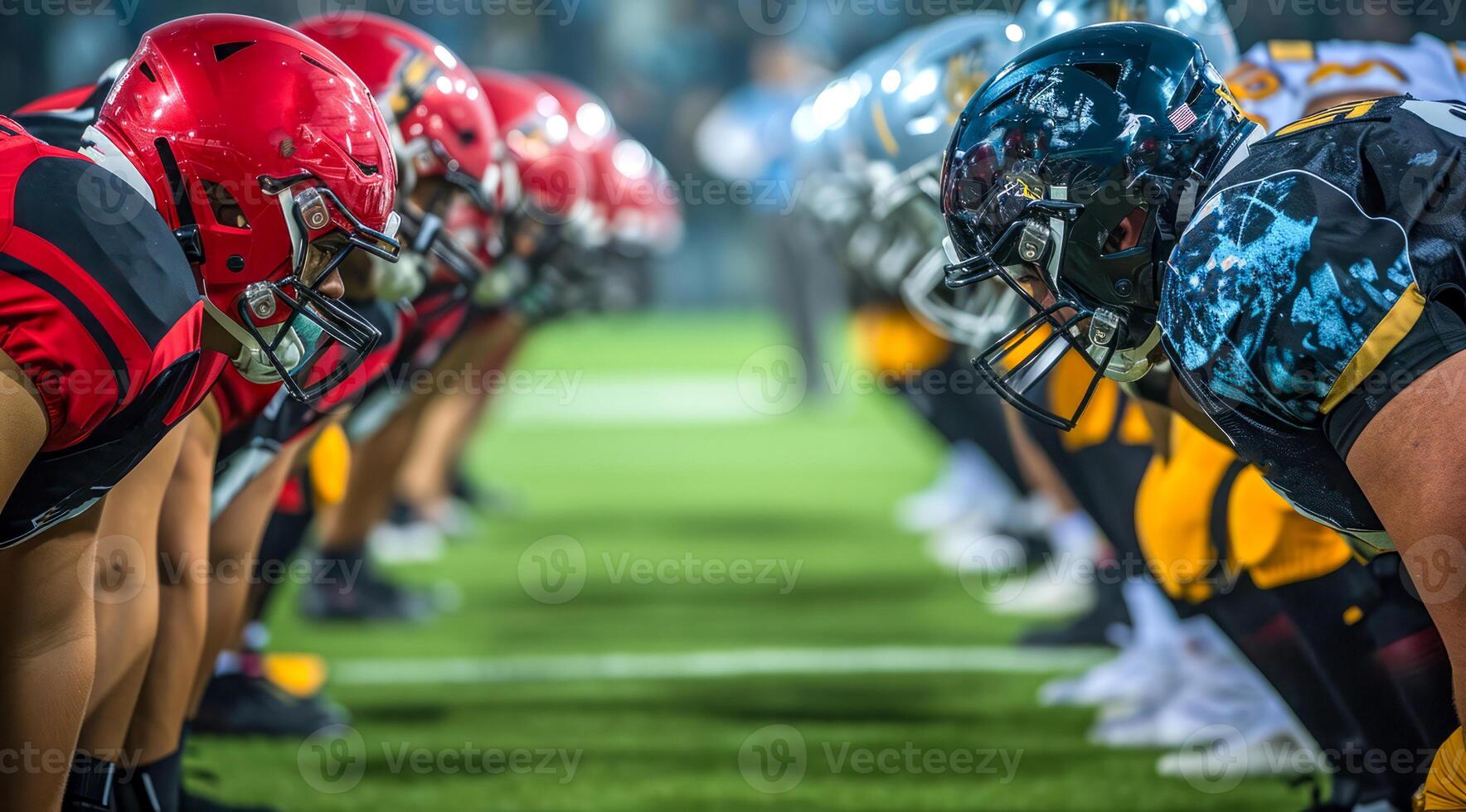 AI generated American football teams squaring against each other in tough competition game photo