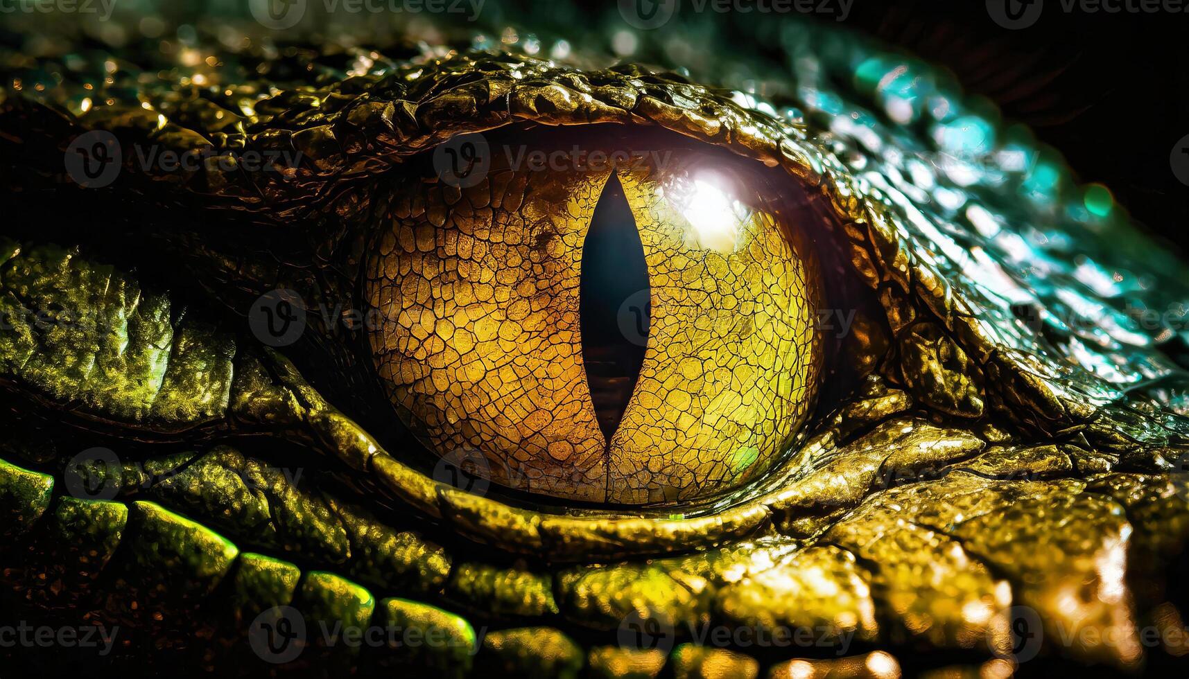 AI generated Crocodile waiting for its prey hiding in the ambush photo