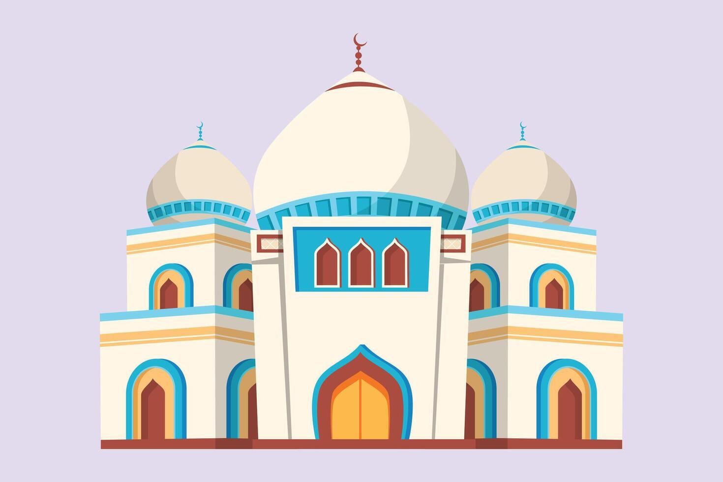 Kabaah alharam and mosque concept. Colored flat vector illustration isolated.