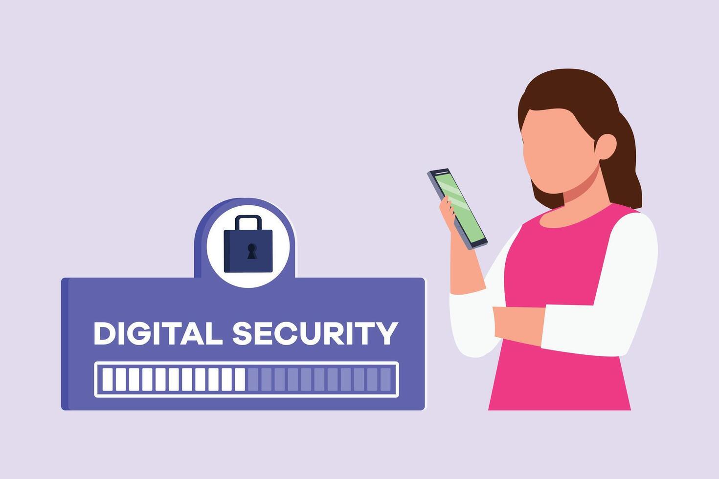 Digital Security concept. Colored flat vector illustration isolated.