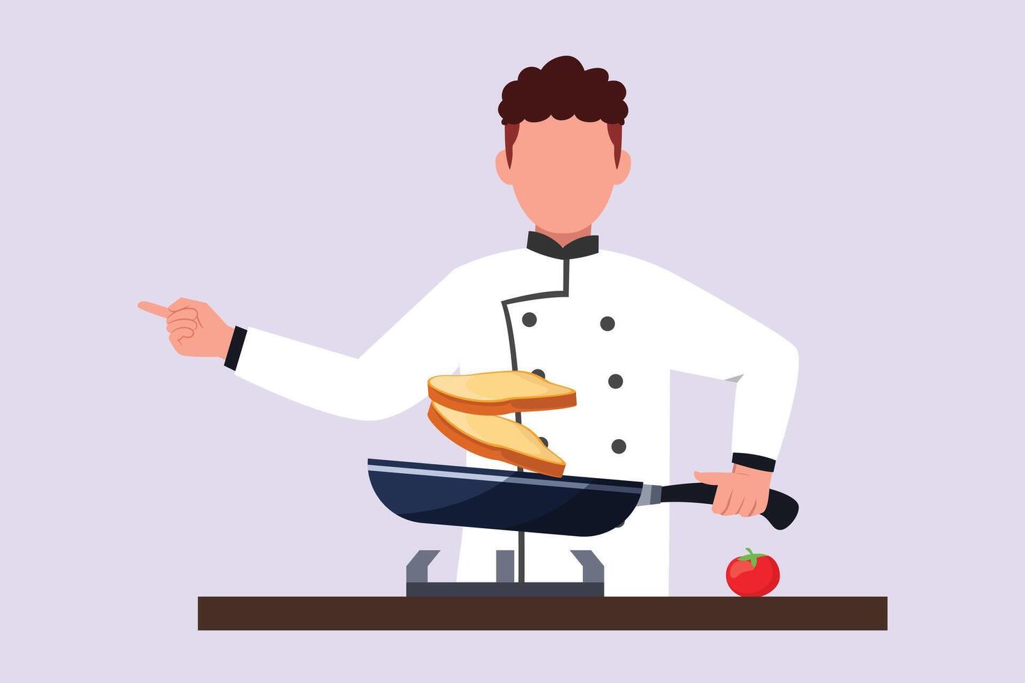 People cooking concept on kitchen table. Colored flat vector illustration isolated.