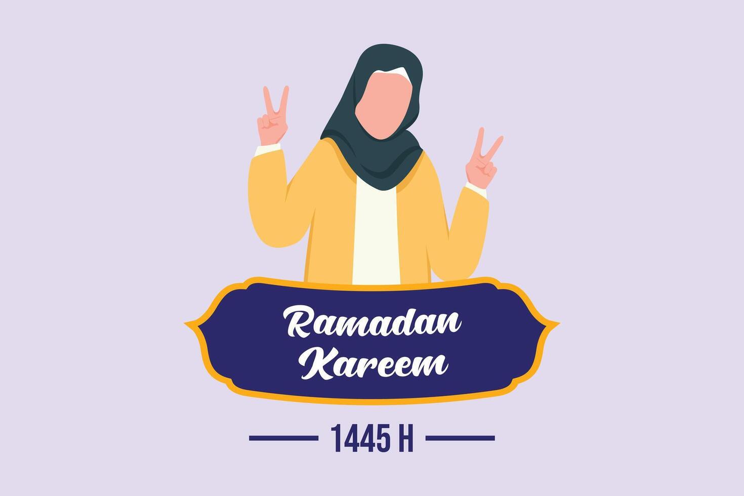 Welcoming Ramadan concept. Colored flat vector illustration isolated.