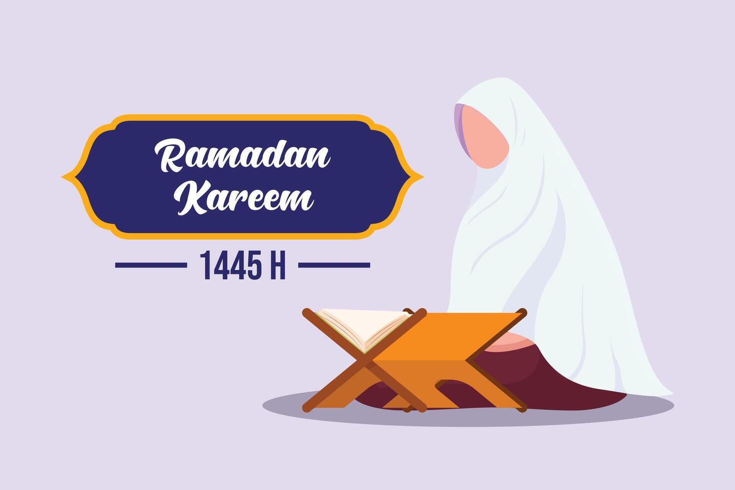 Welcoming Ramadan concept. Colored flat vector illustration isolated.