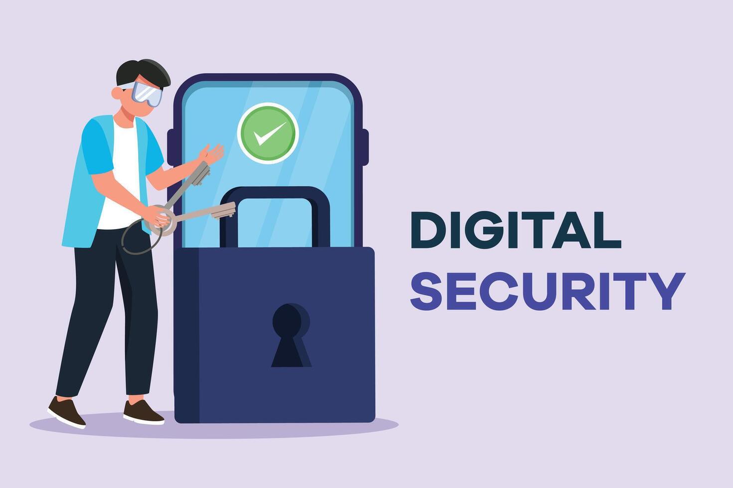 Digital Security concept. Colored flat vector illustration isolated.