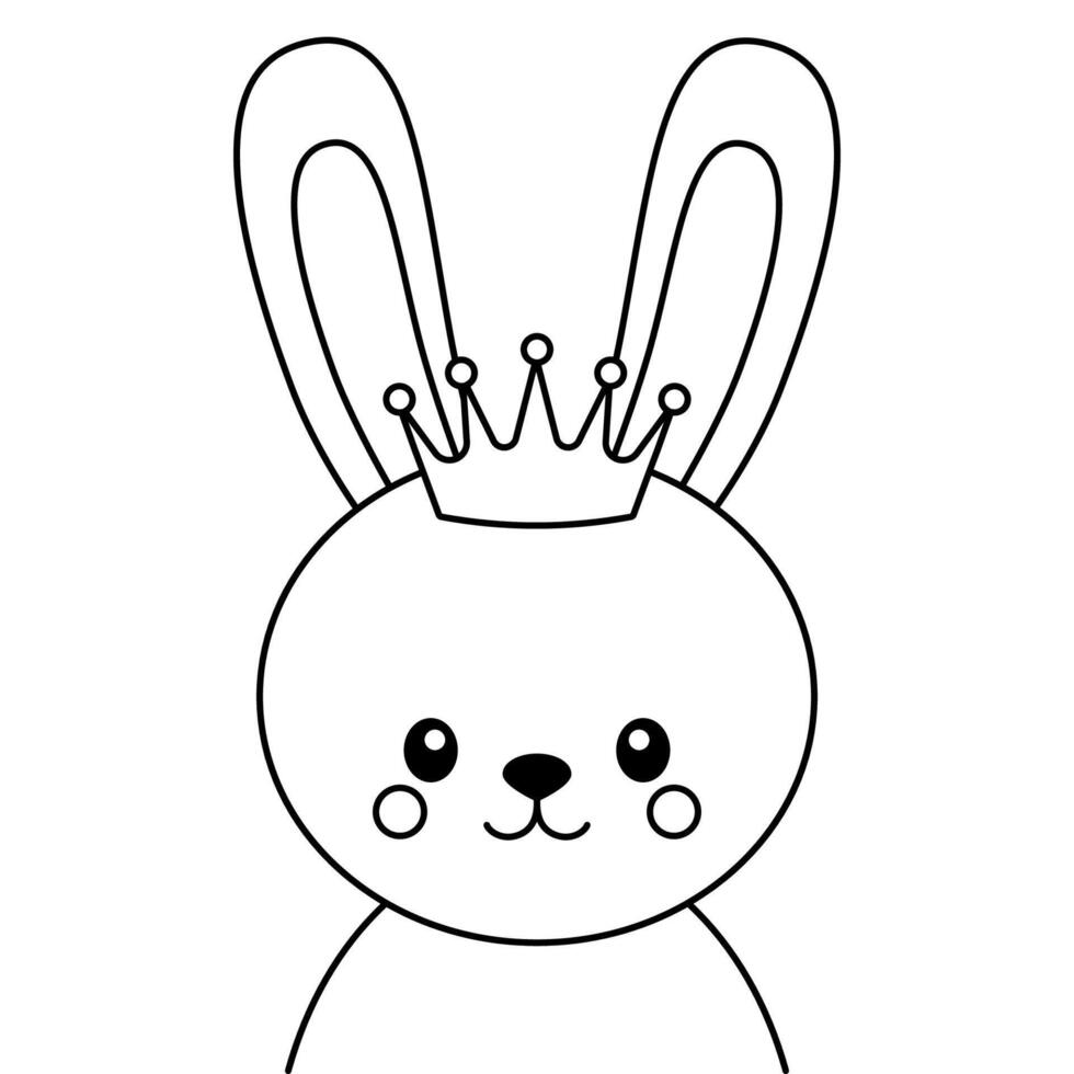 Bunny rabbit with crown on a white background. Vector illustration.