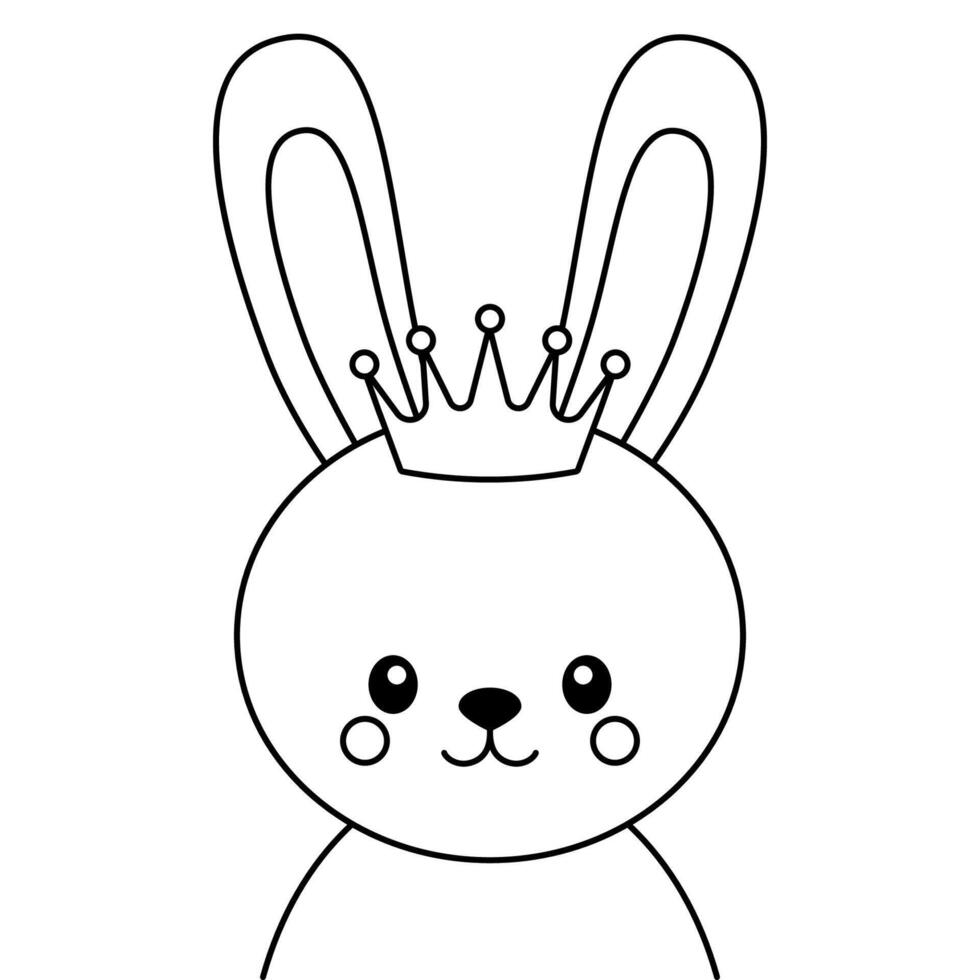 Bunny rabbit with crown on a white background. Vector illustration.