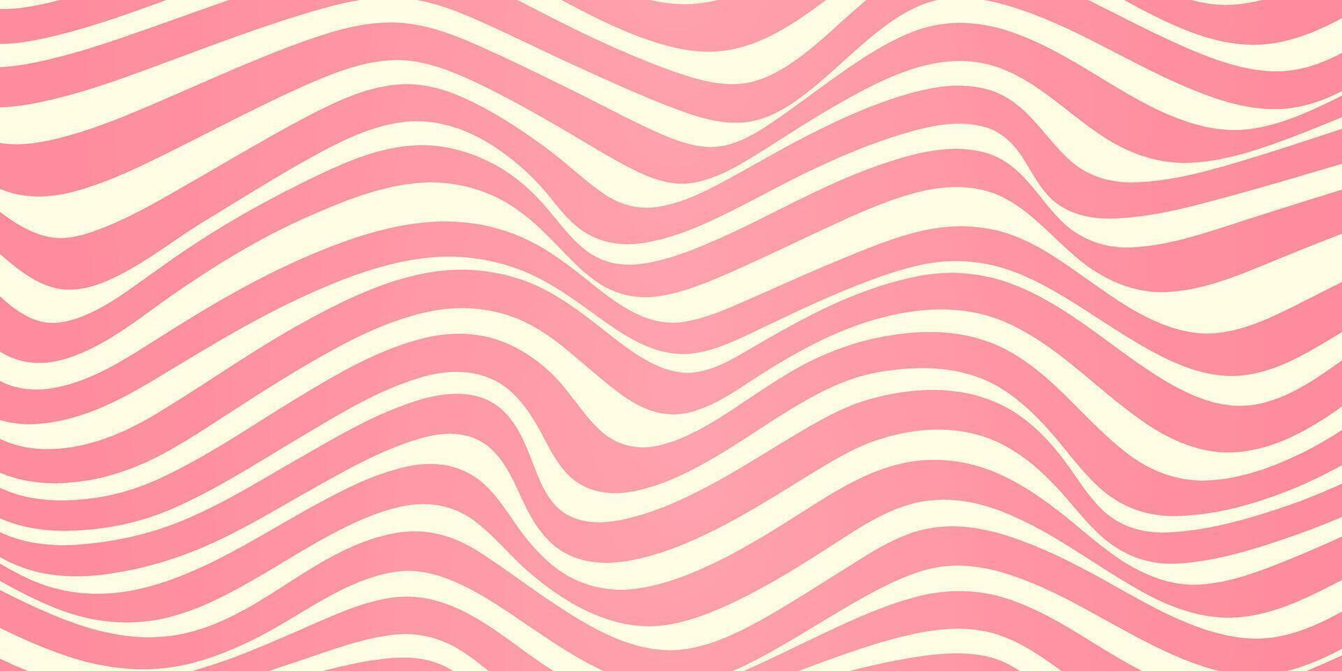 antecedentes con rosado ondulado rayas. caramelo a rayas psicodélico textura. dinámica caramelo bandera. vector