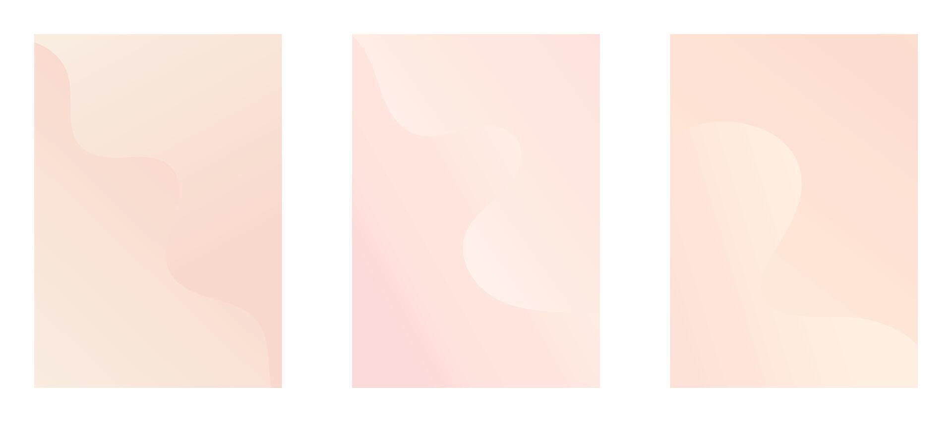Nude posters with gradient and wave. Delicate pink backgrounds.. vector