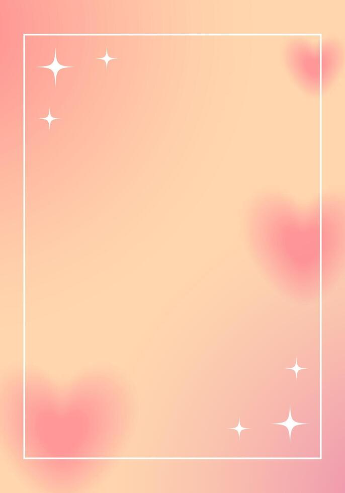 Pink tender poster with blurred hearts. Valentine's day frame vector